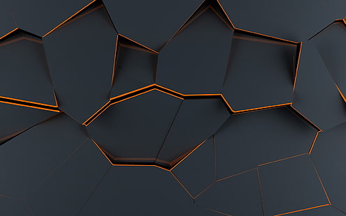 black digital wallpaper, polygon art, abstract, material style, HD wallpaper HD wallpaper