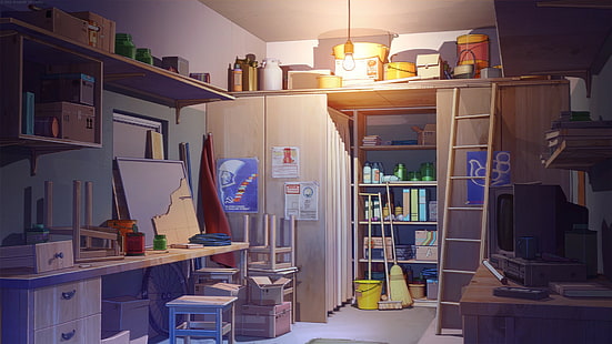 аниме, комната, HD обои HD wallpaper
