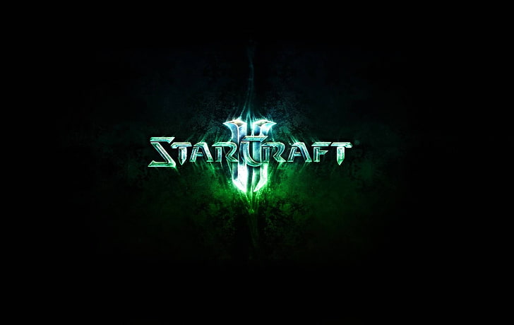 зелено-черно-белый текст, видеоигры, Starcraft II, HD обои