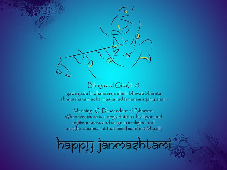Krishna Janmashtami, blue wallpaper, Festivals / Holidays, Janmashtami, festival, lord krishna, holiday, HD wallpaper