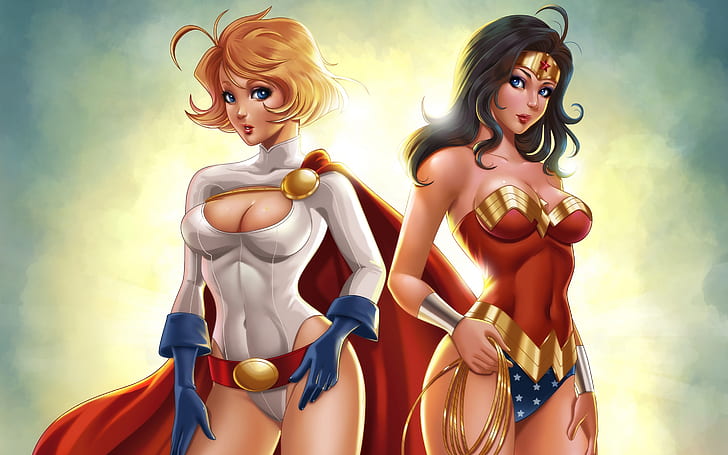 Comics, DC Comics, Powergirl, Wonder Woman, HD wallpaper