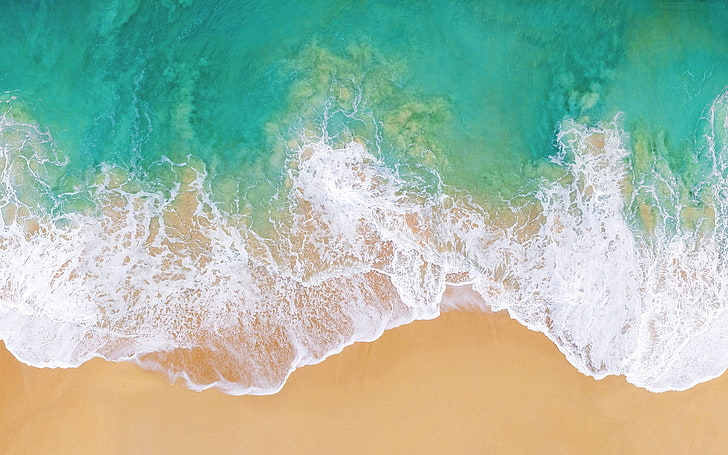Ocean Beach Waves-Apple iOS 11 iPhone 8 iPhone X H .., olas del mar y orilla, Fondo de pantalla HD