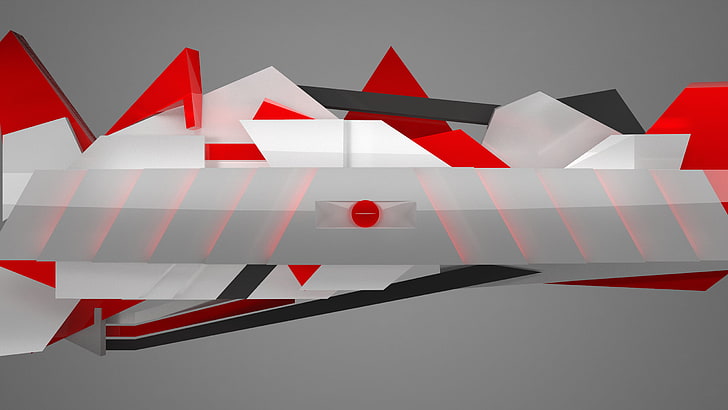 red and grey mountains illustration, abstract, shapes, red, black, digital art, artwork, simple background, HD wallpaper