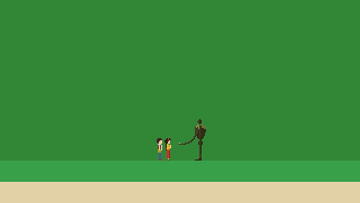 due bambini con illustrazione di robot marrone, minimalismo, Laputa: Castle in the Sky, Sfondo HD