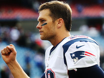maillot blanc pour hommes, Tom Brady, football américain, patriotes de la Nouvelle-Angleterre, quarterback, Fond d'écran HD HD wallpaper