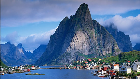 berge landschaften naturfotografie norwegen lofoten reine 1920x1080 Natur Berge HD Art, Berge, Landschaften, HD-Hintergrundbild HD wallpaper
