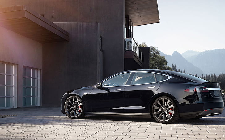 Tesla Model S สีดำ 2015, Tesla Model S, วอลล์เปเปอร์ HD