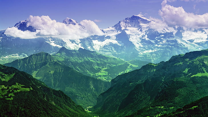 photography, nature, landscape, mountains, Bernese Alps, Alps, Jungfrau, HD wallpaper