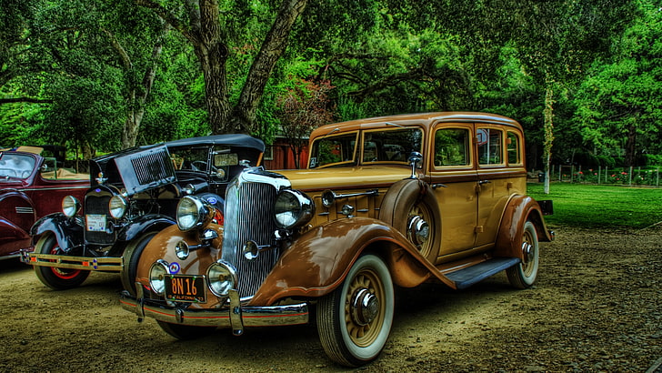 véhicule brun vintage, Rolls-Royce, vintage, voitures, rétro, arrière-plan, vieux, modèle de voitures classiques, Fond d'écran HD