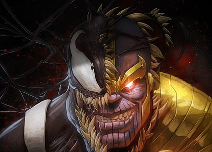 Комиксы Marvel, танос, яд, симбиот, произведение искусства, человек-паук, HD обои HD wallpaper