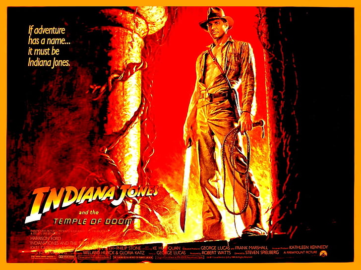 Das Herr der Ringe-Buch, Indiana Jones, Indiana Jones und der Tempel des Schicksals, Harrison Ford, Abenteurer, Filme, Filmplakat, HD-Hintergrundbild