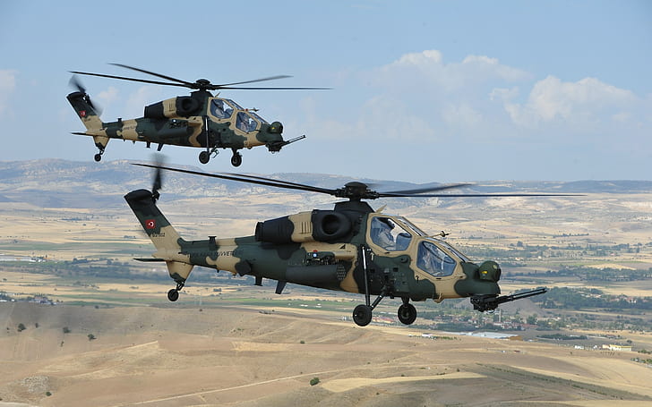 elicotteri, militari, aerei militari, aeromobili, TAI / AgustaWestland T129, Turkish Air Force, Turkish Aerospace Industries, Sfondo HD