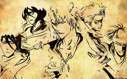 Bleichmittel, Anime, Kurosaki Ichigo, Kuchiki Rukia, Kuchiki Byakuya, Abarai Renji, Hitsugaya Toshiro, HD-Hintergrundbild HD wallpaper