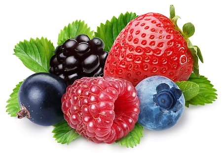 manojo de frutas, bayas, frambuesa, arándanos, fresa, BlackBerry, grosella negra, Fondo de pantalla HD HD wallpaper