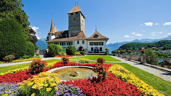 Spiez Castle, Bern, Switzerland, Landmarks, HD wallpaper