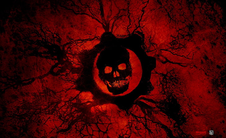 Gears Of War 3, logo a tema teschio nero e equipaggiamento, Giochi, Gears Of War, videogioco, gears of war 3, Sfondo HD