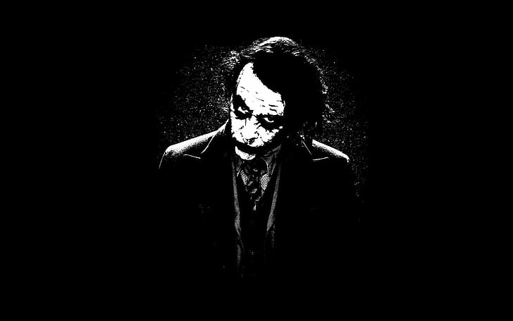 The Joker Batman, Joker, The Dark Knight, Heath Ledger, monocromo, películas, Batman, Fondo de pantalla HD