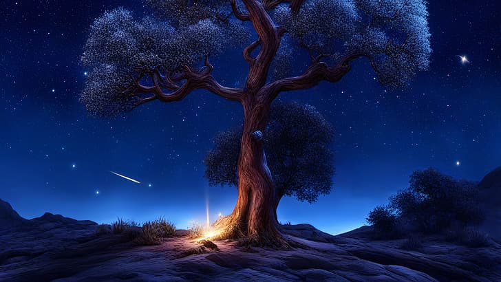ธรรมชาติ กลางคืน ต้นไม้ ภูมิทัศน์, วอลล์เปเปอร์ HD