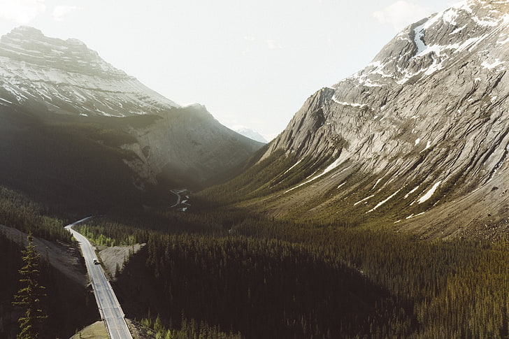 pemandangan, alam, jalan, gunung, hutan, Wallpaper HD