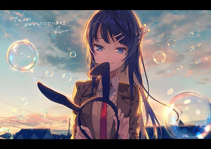 Seishun Buta Yarō wa Hasenmädchen-Senpai no Yume wo Minai, Anime-Mädchen, Sakurajima Mai, Hasenohren, Anime, HD-Hintergrundbild