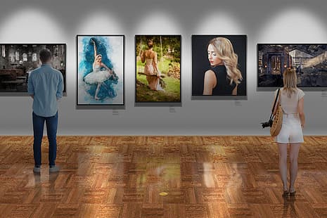 картинная галерея, рамы для картин, HD обои HD wallpaper