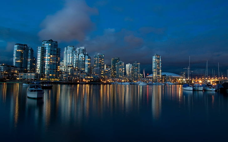 Vancouver Dusk, vancouver, dusk, travel and world, HD wallpaper