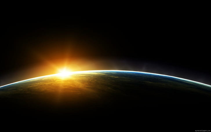 Sun behind the Earth in space, planet earth, space, sun, earth, HD wallpaper