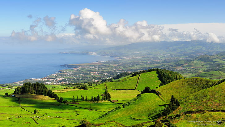 Île de Sao Miguel, Açores, Portugal, Îles, Fond d'écran HD
