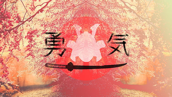 rosa, samurai, kanji, Giappone, Sfondo HD HD wallpaper