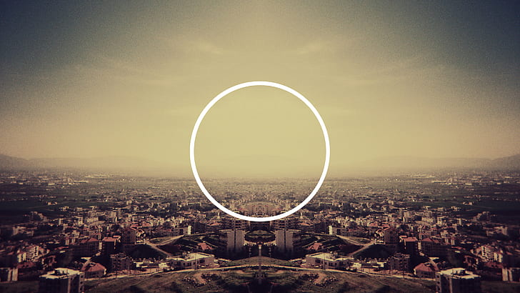 دائرة ، مدينة ، سيتي سكيب ، السماء، خلفية HD