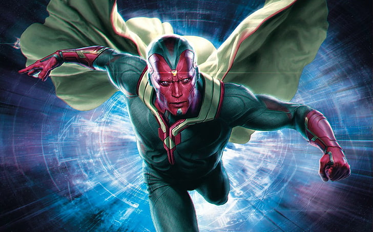 Marvel Vision wallpaper, The Vision, Marvel Cinematic Universe, Avengers: Age of Ultron, Paul Bettany, HD wallpaper