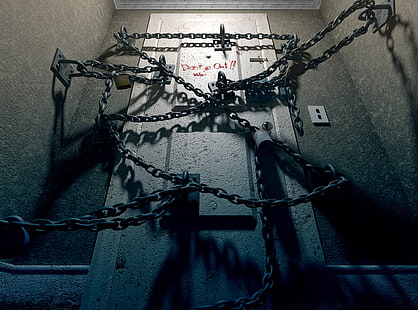 catena di metallo nero, Silent Hill, catene, porta, videogiochi, Sfondo HD HD wallpaper