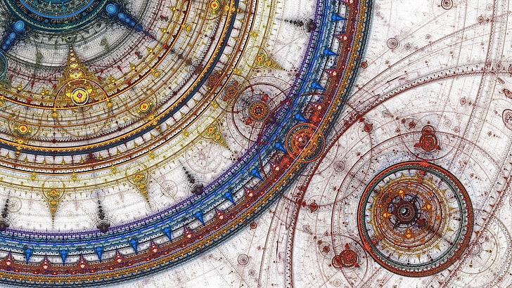 circle, fractal, abstract, map, artwork, HD wallpaper