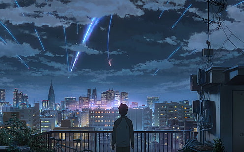 dein name, nacht, anime, Himmel, abbildung, artikel, HD-Hintergrundbild HD wallpaper