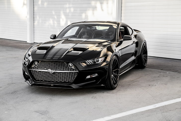 black Ford Mustang coupe, ford, mustang, black, HD wallpaper