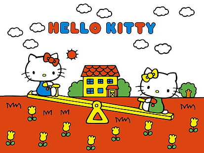 arco bonito Hello Kitty Anime Hello Kitty HD Art, fofo, rosa, Hello Kitty, vestido, arco, HD papel de parede HD wallpaper