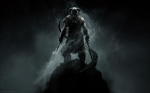 Papel de parede de jogo de Skyrim, The Elder Scrolls V: Skyrim, sombrio, videogames, nascido no dragão, dovahkiin, dragão, HD papel de parede HD wallpaper