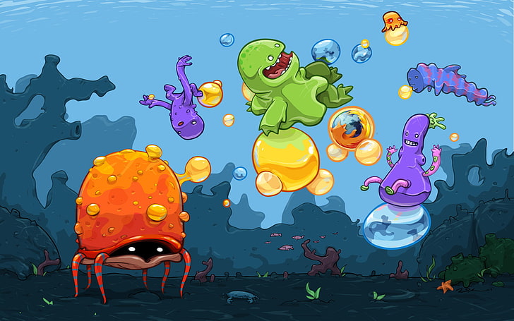 monster illustration, underwater, creature, fantasy art, HD wallpaper