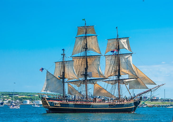 blau-weißes schiff, kanada, schiff, segel, halifax, regional, gemeinde, HD-Hintergrundbild