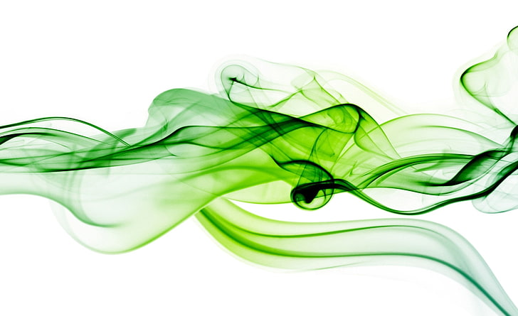 Grüner Rauch, grüne flüssige Illustration, Aero, Weiß, Grün, Rauch, HD-Hintergrundbild