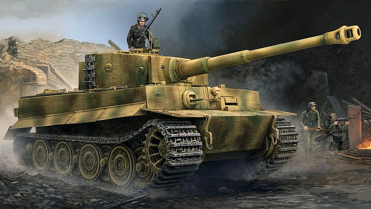 Wehrmacht, World War II, vehicle, military, artwork, Panzerkampfwagen VI, tank, HD wallpaper