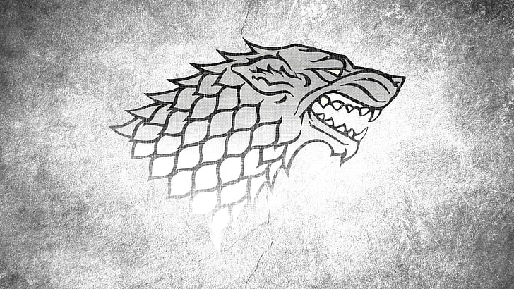 ilustrasi harimau abu-abu, Serigala, Game of Thrones, House Stark, Wallpaper HD