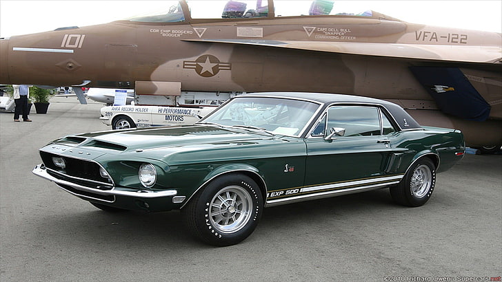 зеленый классический Ford Mustang Shelby купе, суперкар, Ford Mustang, HD обои