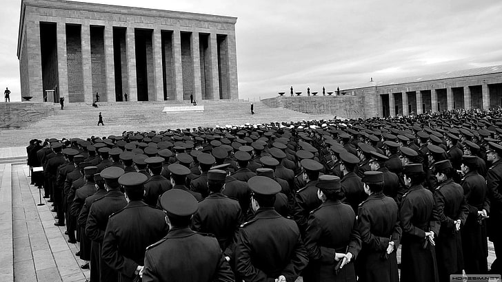 svartvitt, Anıtkabir, Mustafa Kemal Atatürk, polis, HD tapet