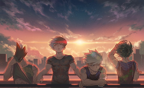 Anime, My Hero Academia, Fumikage Tokoyami, Izuku Midoriya, Katsuki Bakugou, Shoto Todoroki, HD-Hintergrundbild HD wallpaper