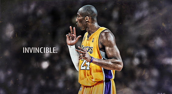 Kobe Bryant Invincible HD Wallpaper, Kobe Bryant, Sport, Basket, kobe, bryant, svart mamba, kobe bryant, 24, HD tapet HD wallpaper