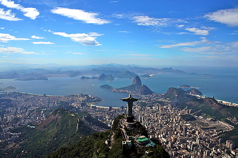 都市、リオデジャネイロ、ブラジル、コルコバードのキリスト像、都市、都市の景観、 HDデスクトップの壁紙 HD wallpaper