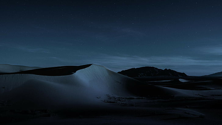 macOS Mojave, 밤, 모래 언덕, 4K, HD 배경 화면