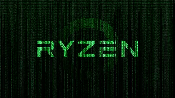 AMD, RYZEN, The Matrix, zen, green, HD wallpaper