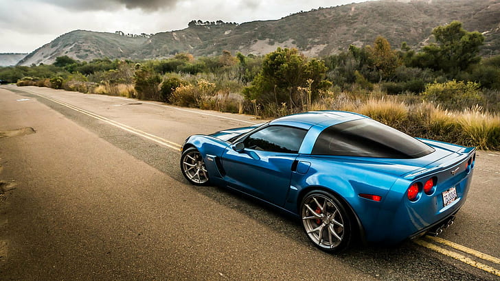 blue, cars, chevy, corvette, coupe, z06, HD wallpaper